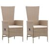 vidaXL Outdoor Chairs 2 pcs with Cushions Poly Rattan Beige