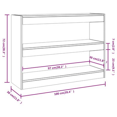 vidaXL Book Cabinet/Room Divider White 100x30x72 cm