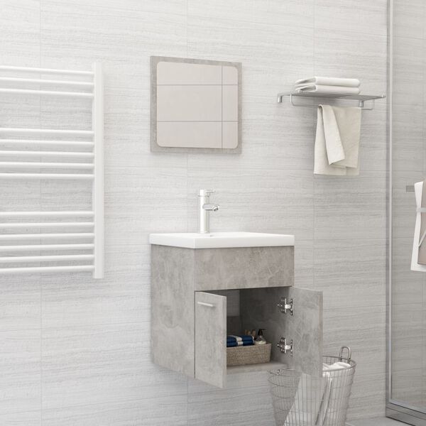 vidaXL 2 Piece Bathroom Furniture Set Concrete Grey Engineered Wood
