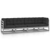 vidaXL 4-Seater Garden Sofa with Cushions Solid Pinewood