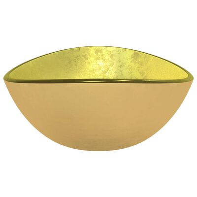 vidaXL Basin Tempered Glass 54.5x35x15.5 cm Gold