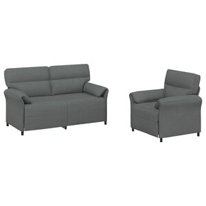 vidaXL Sofa Set 2 pcs Dark Grey Fabric