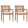 vidaXL Garden Chair | Set of 2 | Brown | Teak wood and cotton | Standard