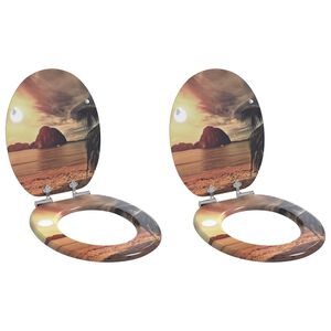 vidaXL Soft-Close Toilet Seat 2 pcs Orange 44 x 38 cm MDF board