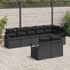 vidaXL Garden Sofa Set with Cushion 8 pcs Black Poly Rattan