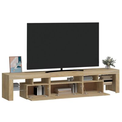 vidaXL TV Cabinet with LED Lights Sonoma Oak 200x36.5x40 cm