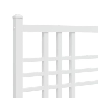 vidaXL Metal Bed Frame with Headboard White 180x200 cm Super King