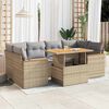 vidaXL 6 Piece Garden Sofa Set with Cushions Beige Poly Rattan Acacia