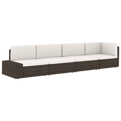 vidaXL Sectional Corner Sofa with Right Armrest Poly Rattan Brown