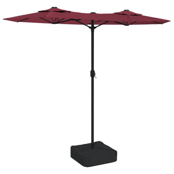 vidaXL Double-Head Garden Parasol Bordeaux Red 316x145 cm