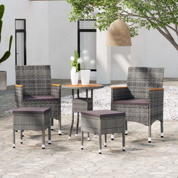 vidaXL 5 Piece Garden Lounge Set Poly Rattan Grey
