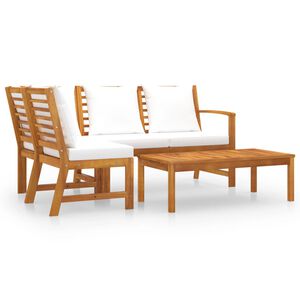 vidaXL 4 Piece Garden Lounge Set with Cushion Cream Solid Acacia Wood