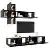 vidaXL 7 Piece TV Cabinet Set Black Engineered Wood