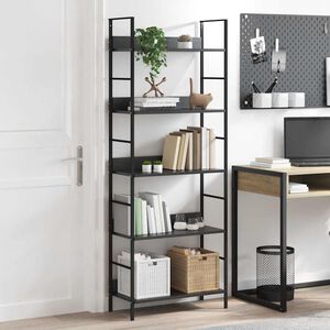 vidaXL 5-Layer Book Shelf Black 60x27,6x158,5 cm Engineered Wood