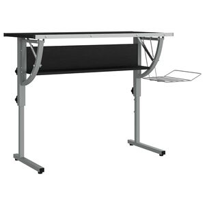vidaXL Craft Desk | Black and Grey | Engineered Wood, Powder-Coated Steel