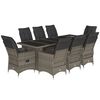 vidaXL 9 Piece Garden Bistro Set with Cushions Grey Poly Rattan