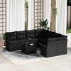 vidaXL Garden Sofa Set 9 pcs Black Poly Rattan and Steel and Glass