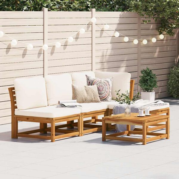 vidaXL 5 Piece Garden Lounge Set with Cushions Solid Wood Acacia