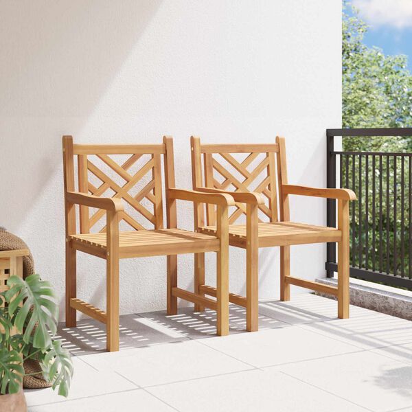 vidaXL Garden Chair 2 pcs 60 x 58 x 90 cm Solid Teak Wood