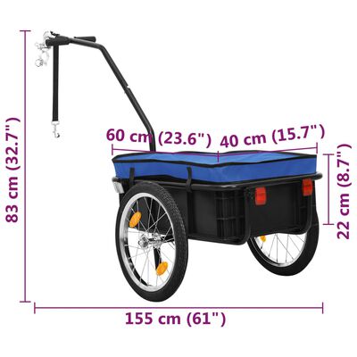 vidaXL Bike Cargo Trailer/Hand Wagon 155x60x83 cm Steel Blue