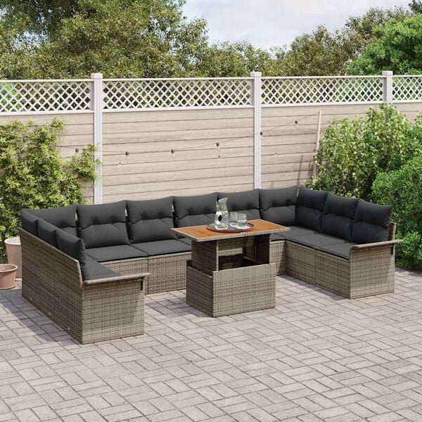 vidaXL Garden Sofa Set with Cushion 11 pcs Grey