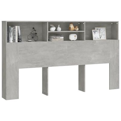 vidaXL Headboard Cabinet Concrete Grey 180x19x103.5 cm