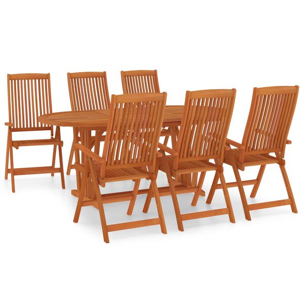vidaXL 7 Piece Garden Dining Set Solid Wood Eucalyptus