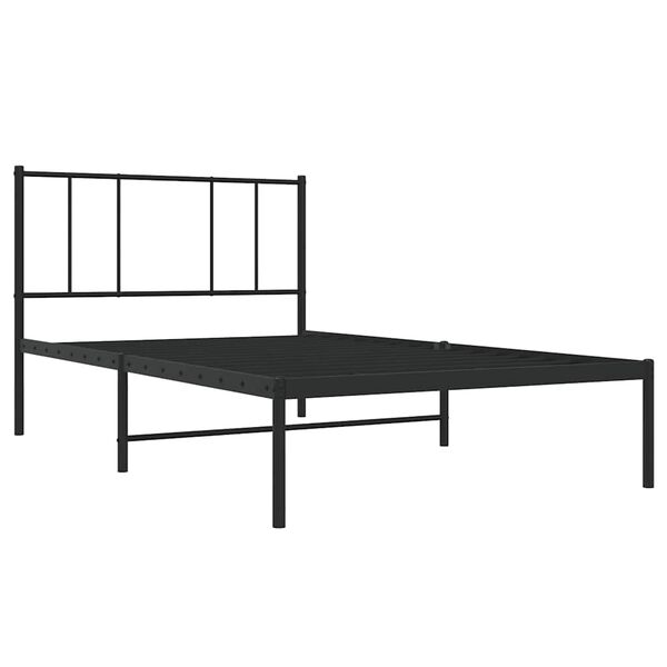 vidaXL Metal Bed Frame without Mattress with Headboard Black 90x190cm