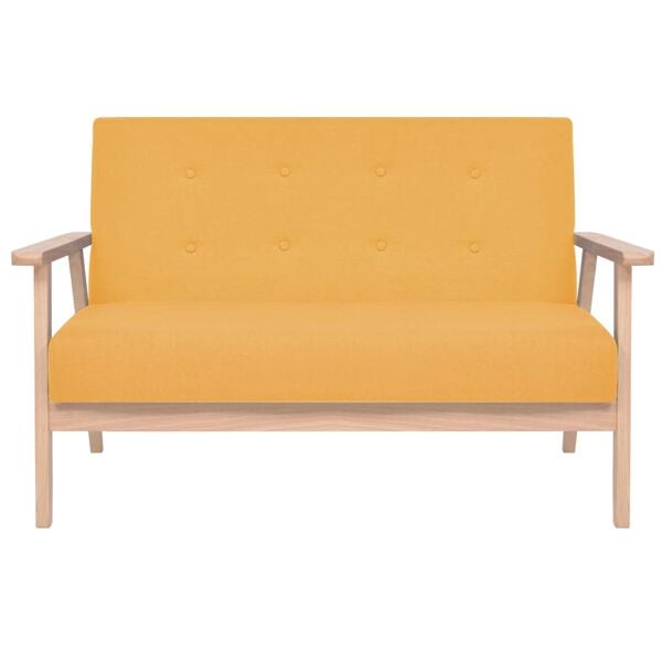 vidaXL Sofa Set 2 Pieces Fabric Yellow