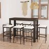 vidaXL 9 Piece Garden Bar Set with Cushions Poly Rattan Brown