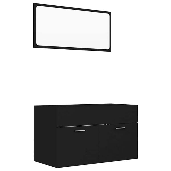 vidaXL 2 Piece Bathroom Furniture Set Black Engineered Wood