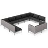vidaXL 11 Piece Garden Lounge Set with Cushions Poly Rattan Dark Grey