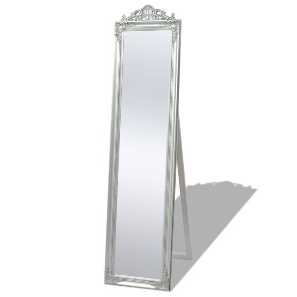 vidaXL Free-Standing Mirror Baroque Style 160x40 cm Silver