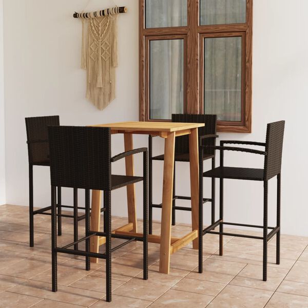 vidaXL 5 Piece Garden Bar Set Brown