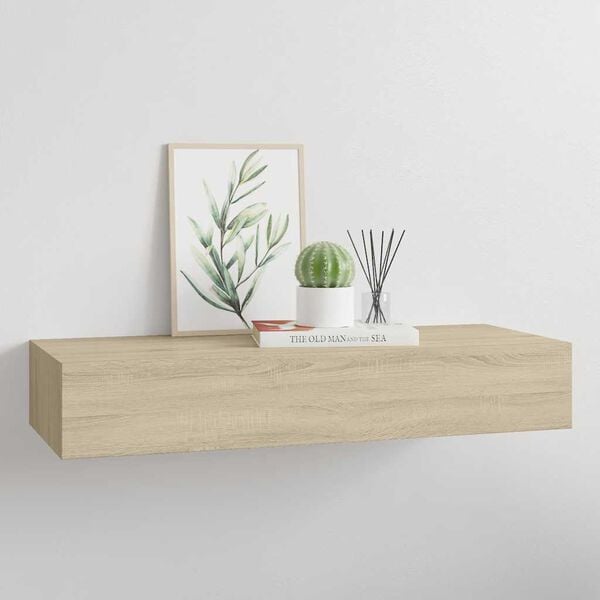 vidaXL Wall-mounted Drawer Shelf Oak 60x23.5x10cm MDF