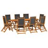 vidaXL 9 Piece Garden Dining Set Solid Wood Acacia and Textilene