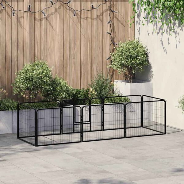 vidaXL Dog Playpen 8 Panels Steel 80x60 cm Black