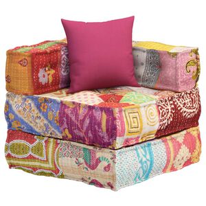 vidaXL Modular Pouffe with Pillow Patchwork Fabric