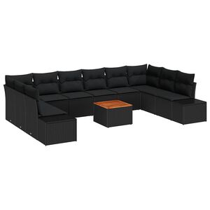 vidaXL Garden Sofa Set 11 pcs Black