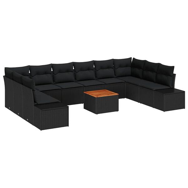 vidaXL Garden Sofa Set 11 pcs Black