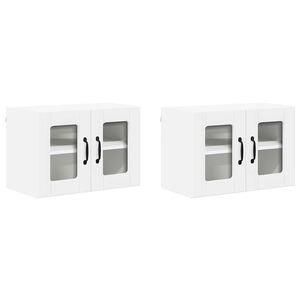 vidaXL Wall Glass Cabinet LUCCA 2 pcs White Engineered Wood
