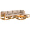 vidaXL 6 Piece Garden Lounge Set with Taupe Cushions Solid Wood