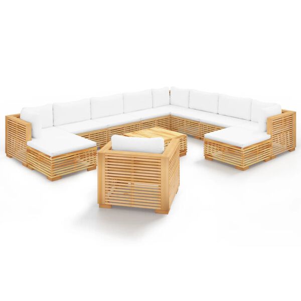 vidaXL 12 Piece Garden Lounge Set with Cushions Solid Teak Wood