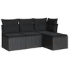 vidaXL 4 Piece Garden Sofa Set with Cushions Black Poly Rattan