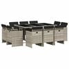 vidaXL 11 Piece Garden Dining Set with Cushions Light Grey Poly Rattan