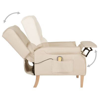 vidaXL Massage Reclining Chair Cream Fabric