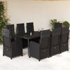 vidaXL 9 Piece Garden Dining Set with Cushions Black Poly Rattan