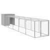 vidaXL Chicken Cage with Run Light Grey 110x609x110 cm Galvanised Steel