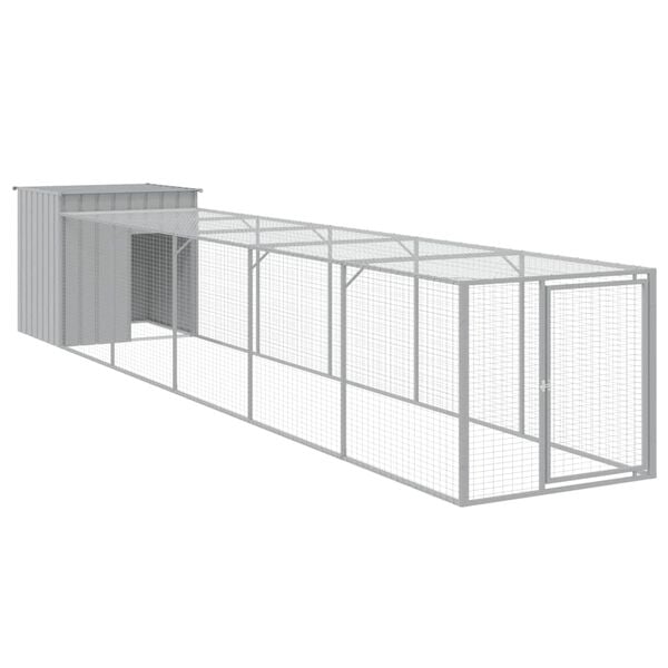 vidaXL Chicken Cage with Run Light Grey 110x609x110 cm Galvanised Steel
