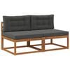 vidaXL Outdoor Middle Sofa with Cushion 2 Piece Natural